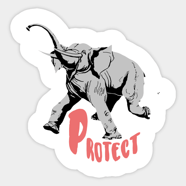 Protect Elephants Animal Conservation Sticker by encycloart